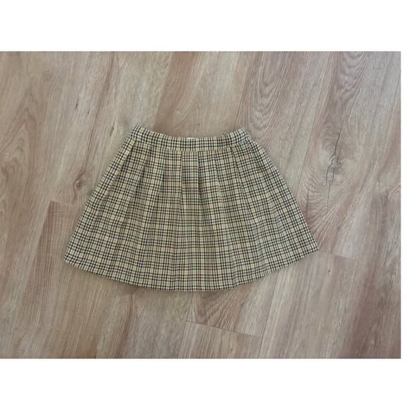 Zara Girls Yellow & Brown Plaid Pleated Skirt - Picture 1 of 2
